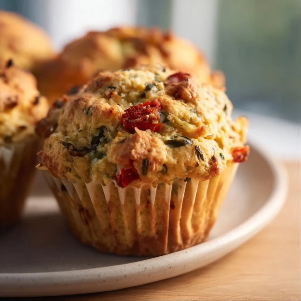 Vegan savory muffins with herbs and vegetables
