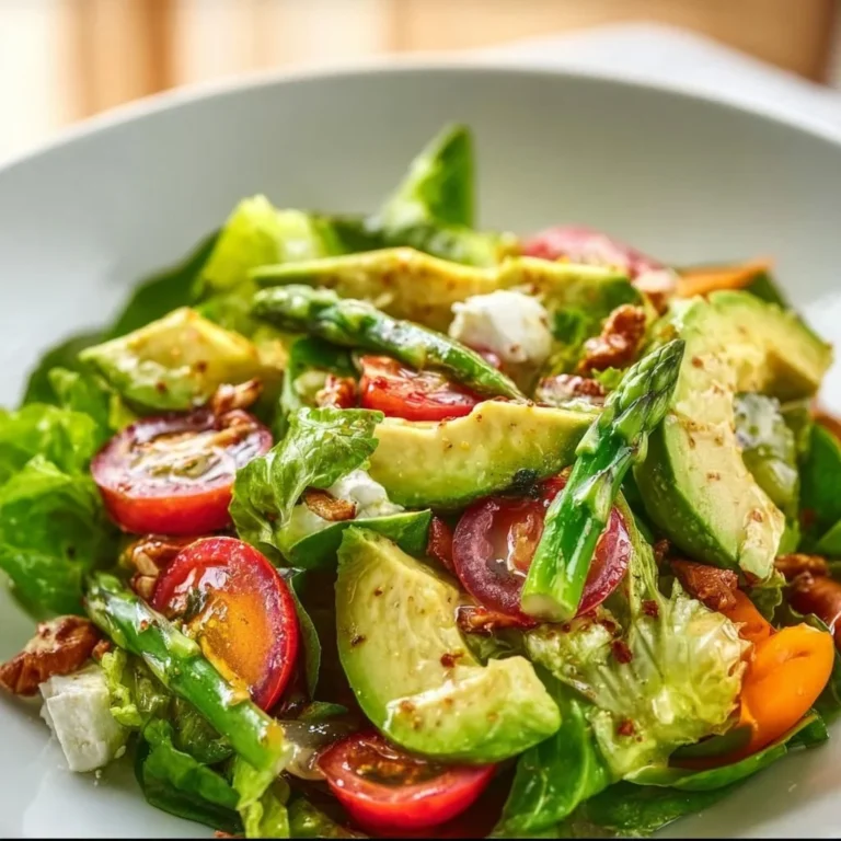 Vibrant spring salad with avocado and colorful vegetables