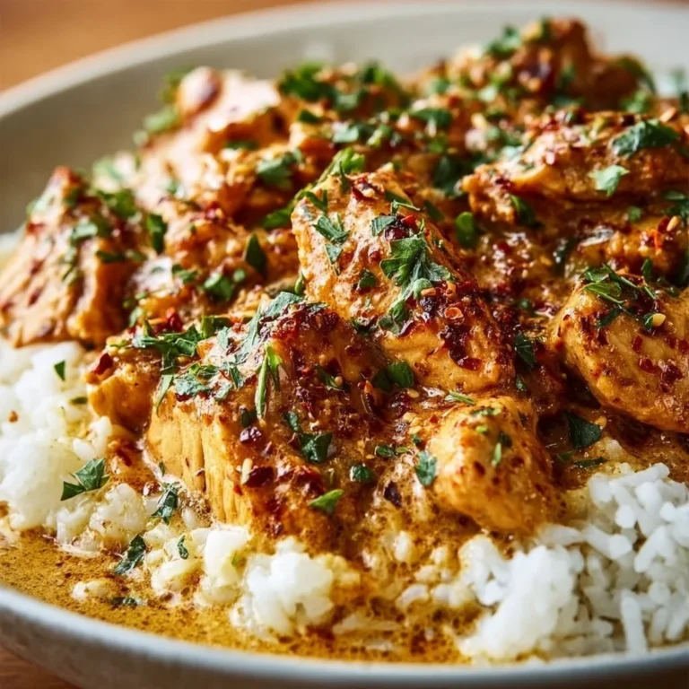Creamy Crockpot Cajun Butter Chicken served with herbs on a plate