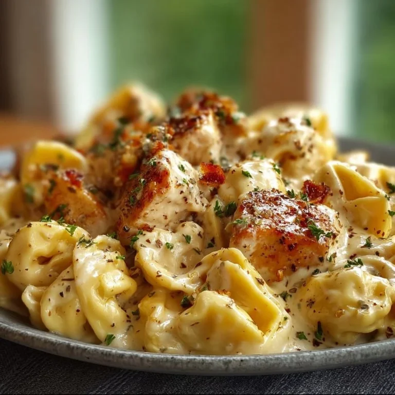 Creamy Crockpot Marry Me Chicken Tortellini served in a bowl