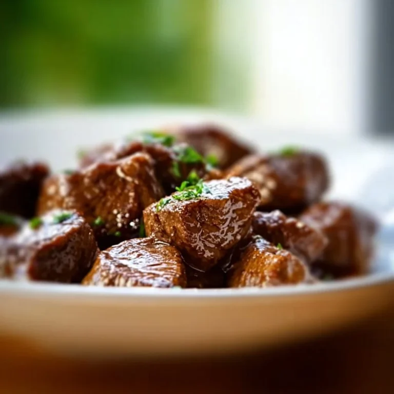 Delicious Crockpot steak bites served in a bowl
