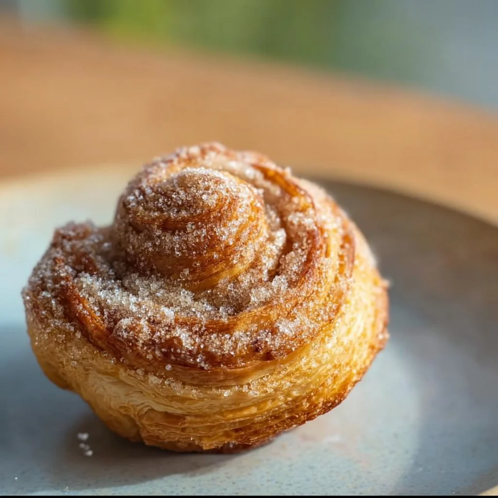 Delicious gluten free cruffin with rich buttery layers