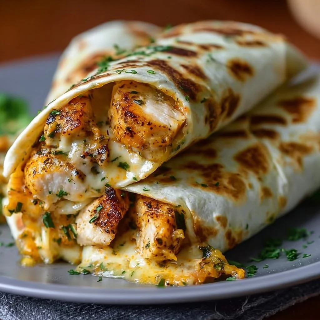 Low Carb Cheesy Garlic Chicken Wraps