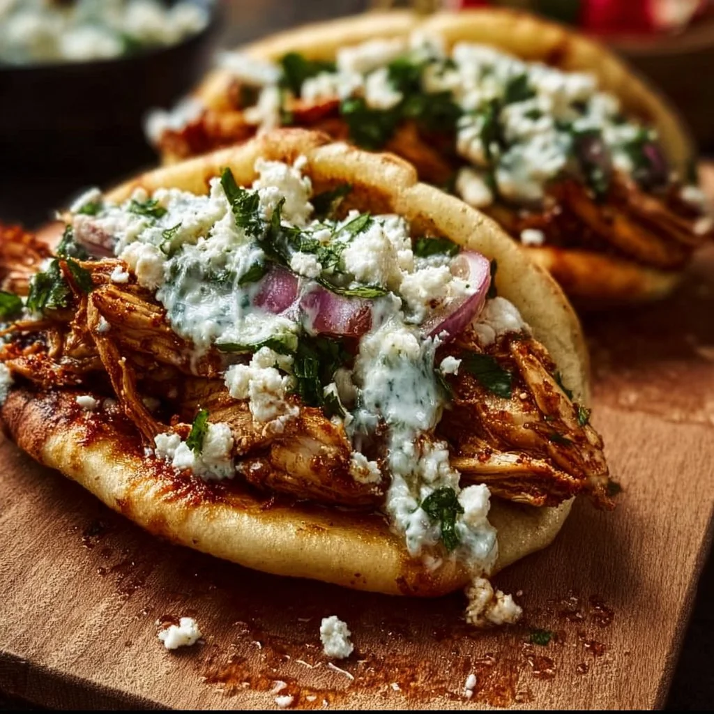Slow Cooker Chicken Gyros with Tzatziki Sauce