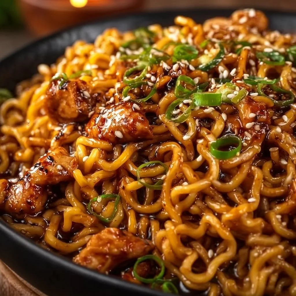 Sticky Garlic Chicken Noodles